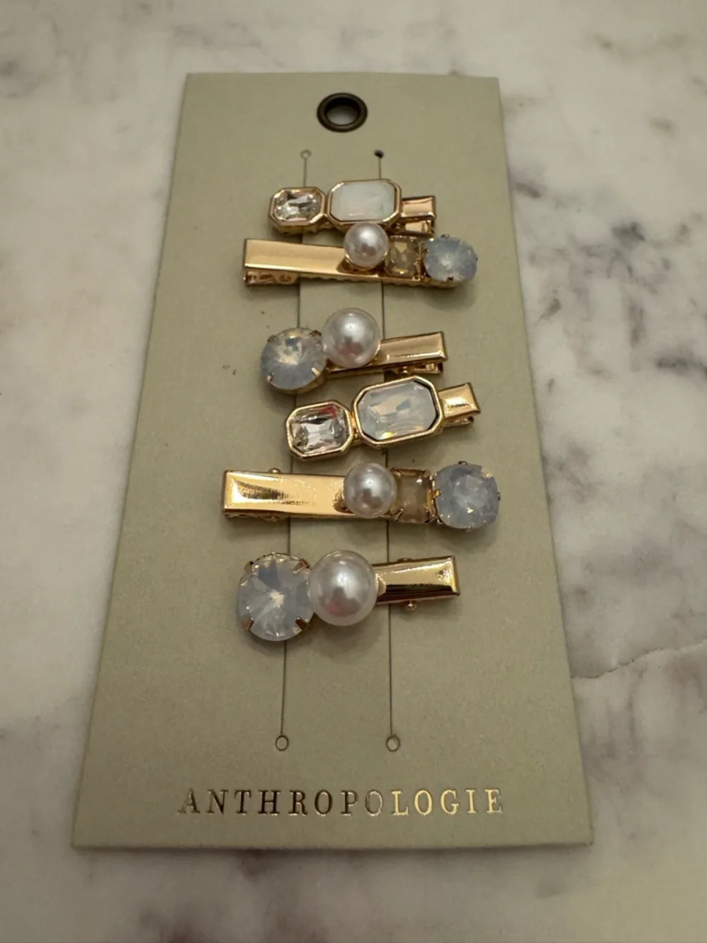 NWT Anthropologie Gemstone Barrettes set of six